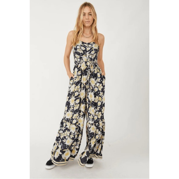 Free People Pants - Free People Little Of Your Love  Floral Jumpsuit Bell Bottom Smock Top Combo